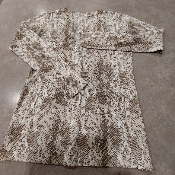 JESSICA Petite Women's Cream/Taupe Snakeskin Print Button Down L/S Cardigan XS - Picture 2 of 13